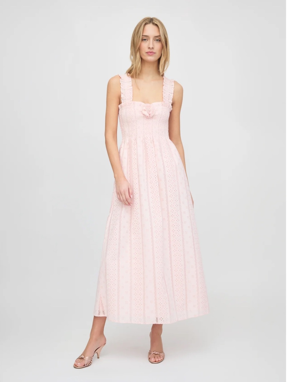 Hill House Rosetta Nap Dress - Pink Broderie Voile